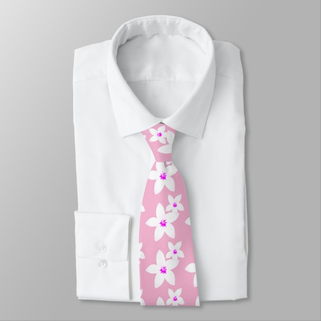 Light Pink Floral Tie (Tied)