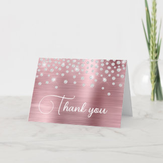 Light Pink Foil Diamond Confetti 50th Birthday Thank You Card