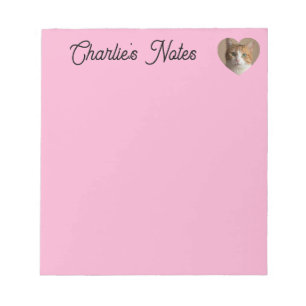 Light Pink Fun Custom Pet Cat Heart Frame Notepad