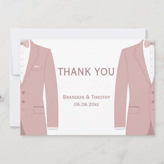 Light Pink Gay Wedding Thank You Cards (Front)