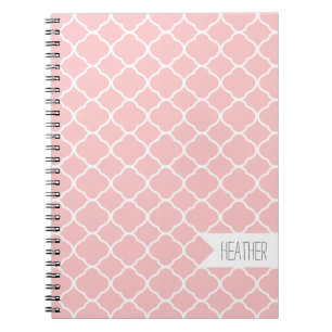 Light Pink Geometric Quatrefoil Pattern Custom Notebook