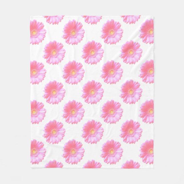 Light pink gerbera daisy fleece blanket (Front)