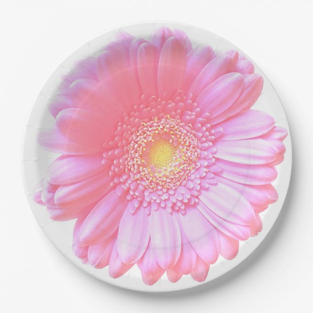 Light pink gerbera daisy paper plate (Front)