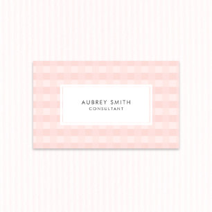 Light Pink Gingham Pattern Professional Business Card