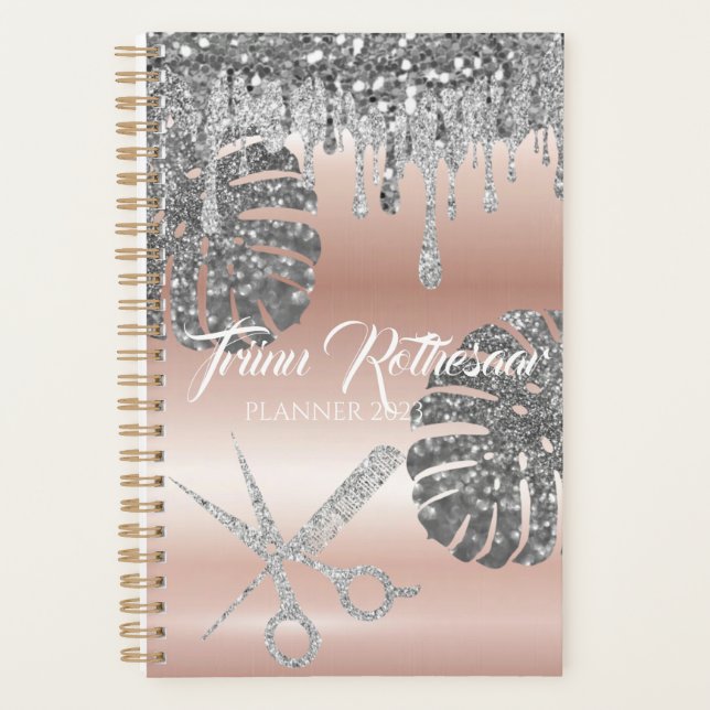 Light Pink Glam Glitter Hair Salon Planner (Front)