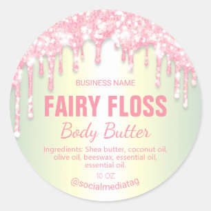 Light Pink Glitter Drips Body Butter Labels