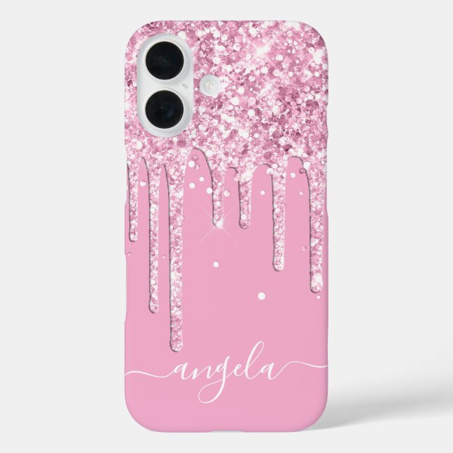 Light Pink Glitter Drips Glam Signature Case-Mate iPhone Case (Back)