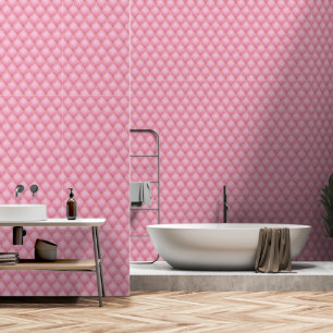 Light Pink Gold Diamond Tufted Ogee Wallpaper