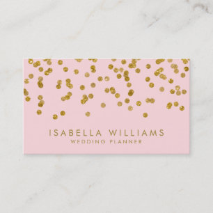 Light Pink & Gold Foil Confetti Business Card