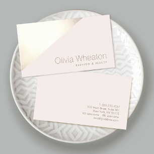 Light Pink Gold Geometric Salon Stylist Business Card