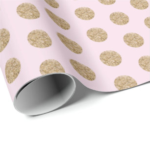 Light Pink   Gold Glitter Dots Wrapping Paper
