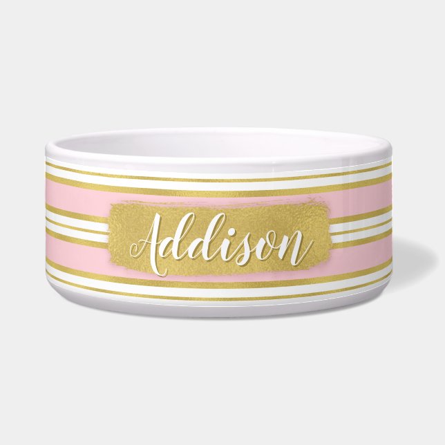 Light Pink Gold Stripe Pattern Custom Name (Front)