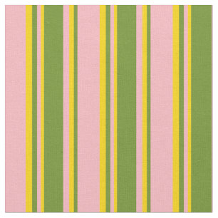 Light Pink, Green, and Yellow Stripes Fabric