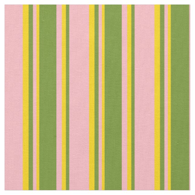 Light Pink, Green, and Yellow Stripes Fabric (Close Up)