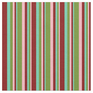 Light Pink, Green, Aquamarine, and Maroon Lines Fabric