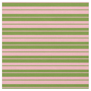 Light Pink & Green Coloured Striped/Lined Pattern Fabric