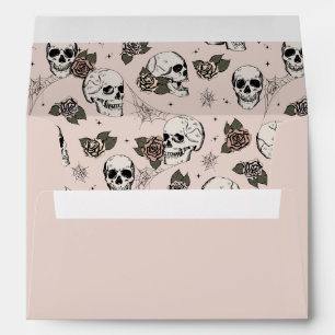 Light Pink Halloween Floral Skulls Envelope