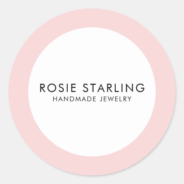 Light Pink Handmade Jewellery Business Branding Classic Round Sticker (Front)