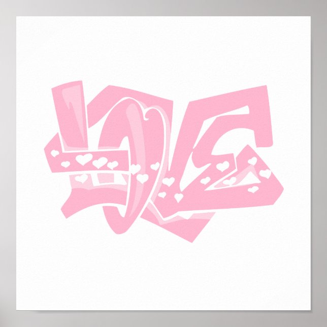 Light Pink Heart Graffiti Poster (Front)