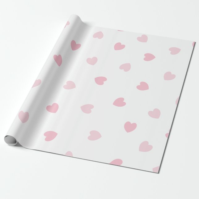 Light Pink Heart Textured Wrapping Paper (Unrolled)