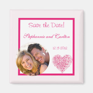 Light Pink Heart Wedding Announcement Magnet