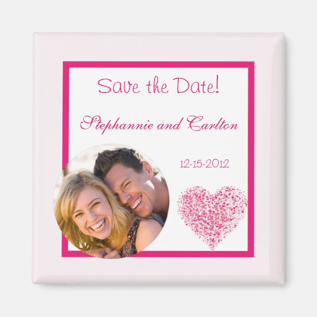 Light Pink Heart Wedding Announcement Magnet (Front)
