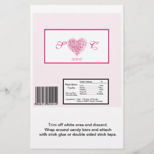 Light Pink Heart Wedding Hershey's Large Wrapper