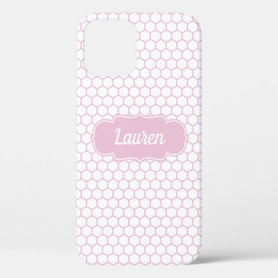 Light Pink Honeycomb Custom Monogram Case-Mate iPh iPhone 12 Pro Case