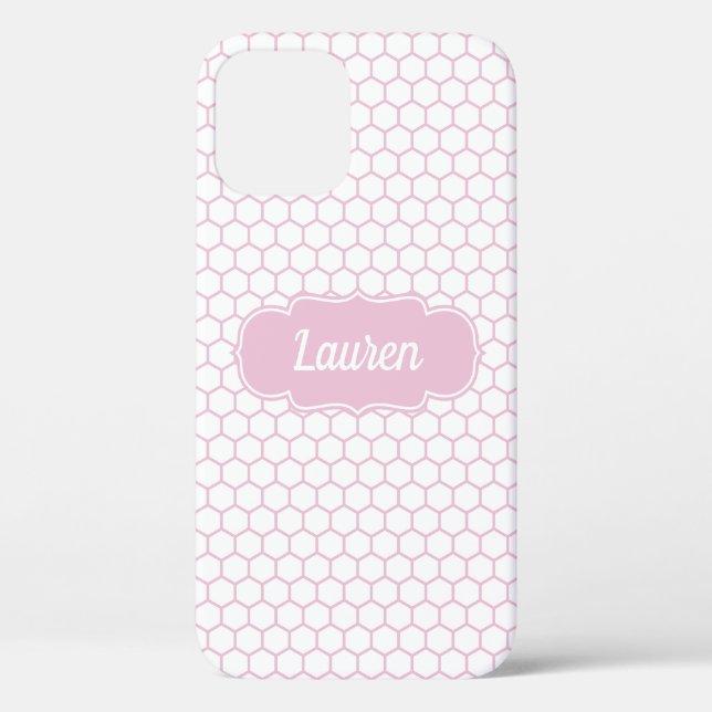 Light Pink Honeycomb Custom Monogram Case-Mate iPh iPhone Case (Back)