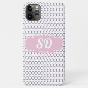 Light Pink Honeycomb Custom Monogram iPhone 11 Pro Max Case