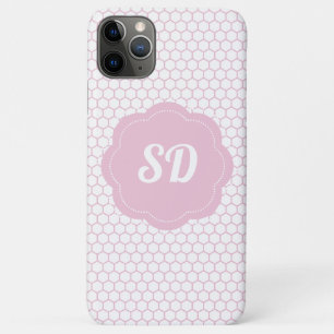 Light Pink Honeycomb Custom Monogram iPhone 11 Pro Max Case