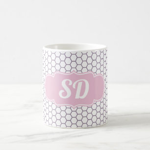 Light Pink Honeycomb Custom Monogram Coffee Mug