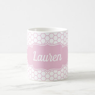 Light Pink Honeycomb Custom Monogram Coffee Mug