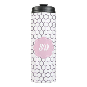 Light Pink Honeycomb Custom Monogram Thermal Tumbler