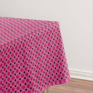 Light Pink, Hot Pink and Black polka dots Tablecloth