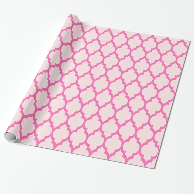 Light Pink Hot Pink Moroccan #4 Wrapping Paper (Unrolled)