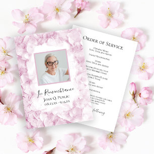 Light Pink Hydrangea Flowers Funeral Service Programme