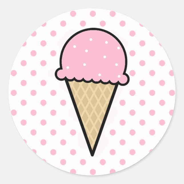 Light Pink Ice Cream Cone Classic Round Sticker (Front)
