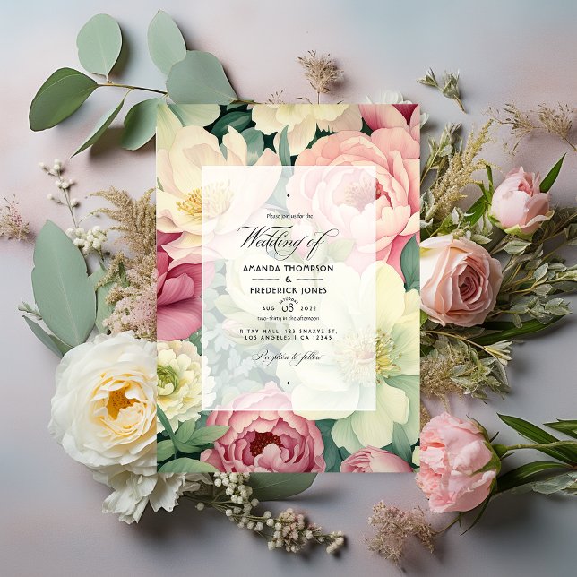 Light Pink, Ivory, and Sage Green Floral Wedding Invitation (Creator Uploaded)
