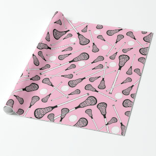 Light pink lacrosse sticks wrapping paper