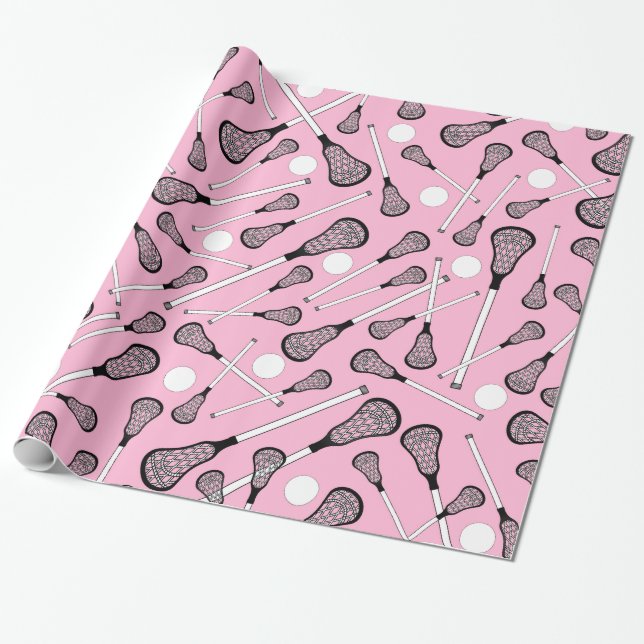 Light pink lacrosse sticks wrapping paper (Unrolled)