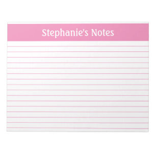 Light Pink Lined 11 x 8.5 Landscape Personalised Notepad