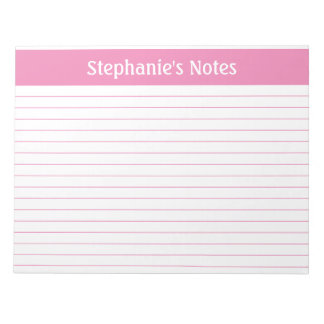 Light Pink Lined 11 x 8.5 Landscape Personalised Notepad
