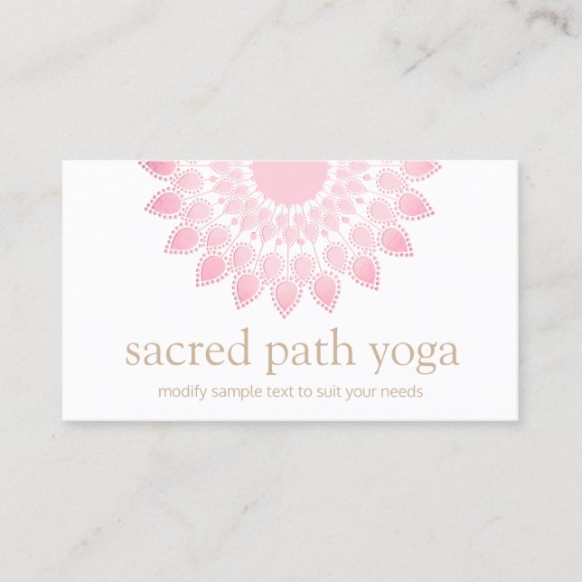 Light Pink Lotus Flower Mandala Business Card (Front)