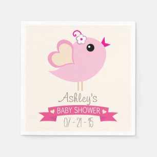 Light Pink Love Bird Baby Shower Napkin