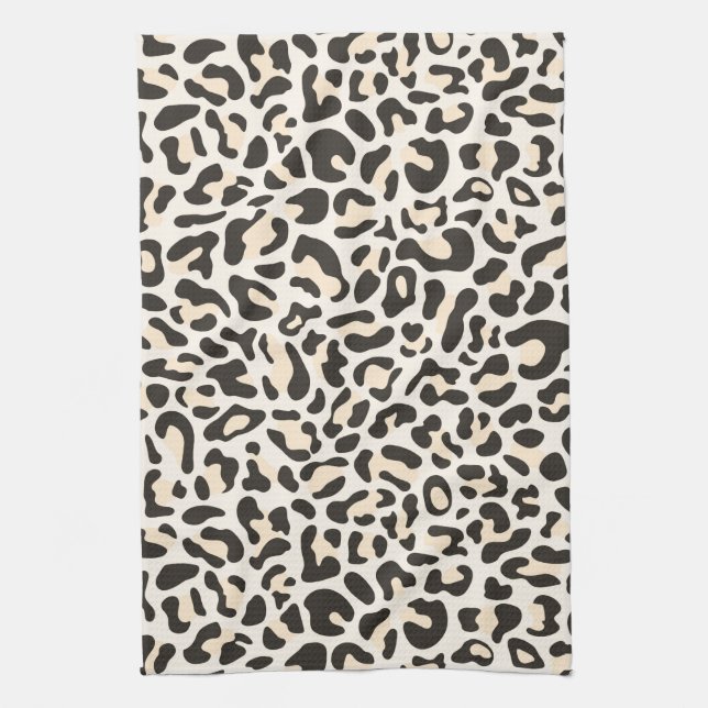 Light Pink Luxe Leopard Print Retro Kitchen Towel (Vertical)