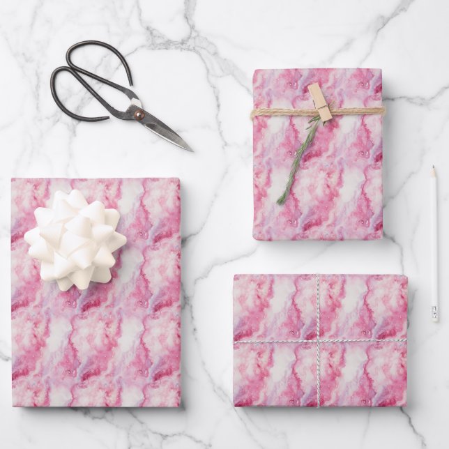 Light Pink Marble  Wrapping Paper Sheet (Front)