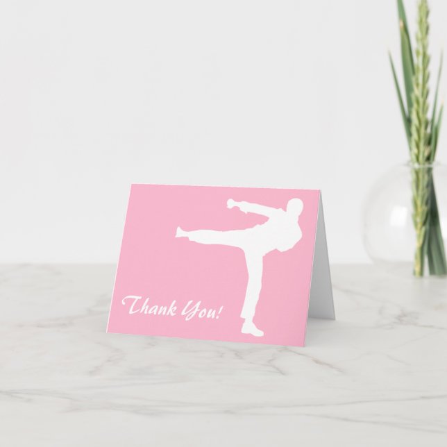 Light Pink Martial Arts Thank You Card (Front)