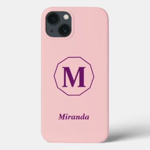 Light Pink minimalistic monogram personalised iPhone 13 Case