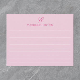 Light Pink Monogram Lined Card
